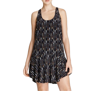 Joie Silk Arianna Shift Dress Black Arrow Print in Caviar Sz XXS - REVOLVE